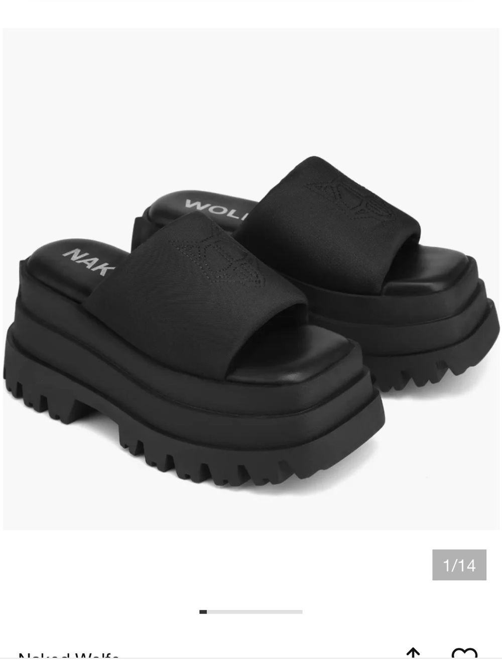 Naked Wolfe Black Chunky Platform Slide Sandals size 8 US